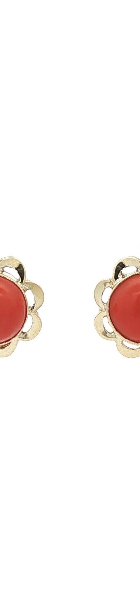 Vintage 14K Gold Drop Earrings with Red Coral